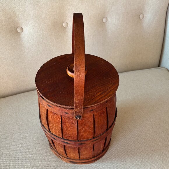 Vintage Peterboro Basket Co.Wooden Lidded Bucket Barrel - Picture 5 of 12